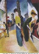 Two women in front of a hat shop August Macke